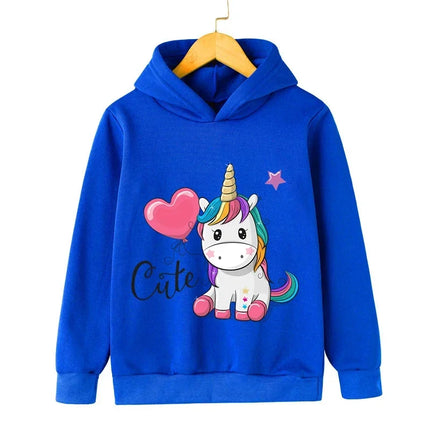 Autumn Winter Cute Unicorn Print Children's Hoodie Top Fashion Sports Long Sleeve Casual Boys Girl Pullover Kid Sweatshirt Coats