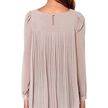 Women Sexy Casual Loose Chiffon Blouse Long Sleeve Solid Crimp Shirts