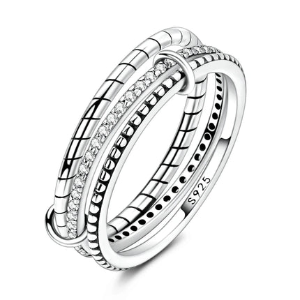 Shine Zircon Ring 925 Silver Original Stone Multi Layer Simple Infinitely Wide Rings For Women FineJewelry Wedding Party Gift
