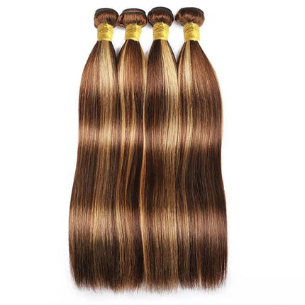 Highlight Human Hair Bundles 10A P4/27 Brazilian Raw Hair Weave Bundles Honey Blonde Straight Human Hair Bundles Hair Extensions