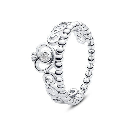 925 Sterling Silver Rings For Women Original Crown Love Heart Wishbone Engagement Wedding Rose Gold Crystal Ring Luxury Jewelry
