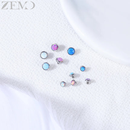 ZEMO 1 Piece 16G Stainless Steel Dermal Anchor Top 3MM/4MM Colorful CZ Crystal Micro Skin Diver Piercings Surface Body Piercing