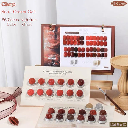 Glenys 26 Color Velvet Retro Red Solid Cream Internet Red Popular Matching Professional Painting Pen Nail Art Varnish Set