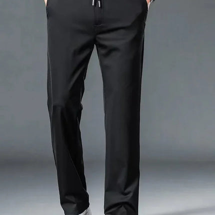 10XL Big Size Men's Summer Casual Pants Straight Fit Elastic Waist Trouser Male Classic Office Plus Large Stretch Zipper Pocket