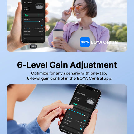 BOYA Mini 2 Wireless Lavalier Microphone AI Noise Reduction Mini Mic for iPhone 6-14/15-17 USB-C Android Phone Video Recording