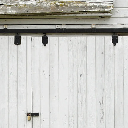 8-in-1 Barn Door Hardware Kit, Anti-Sway Floor Guide and Top Mount Track, Sliding Door Accessories with Floor Guide