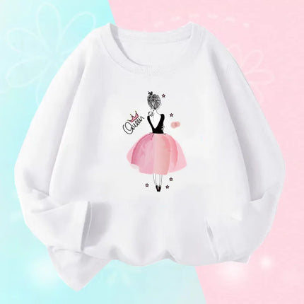 Kids T Shirt Floral Girl with Heart Bicycle Print Tops Girls Casual Cute Graphic Tee Shirt Long Sleeve Cartoon T-shirts