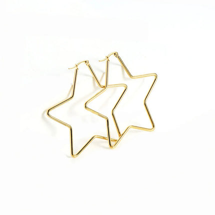 Y2K Earring Fashion Women's Polished Stainless Steel Cool Five-pointed Star Shape Hoop Hinged Earrings