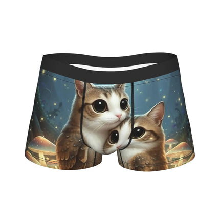 Meowl Cat Owl Cute Pet Stickers Underwear  Comfortable Panties Customs Boxer Brief For Males 3D Pouch Oversize Trunk