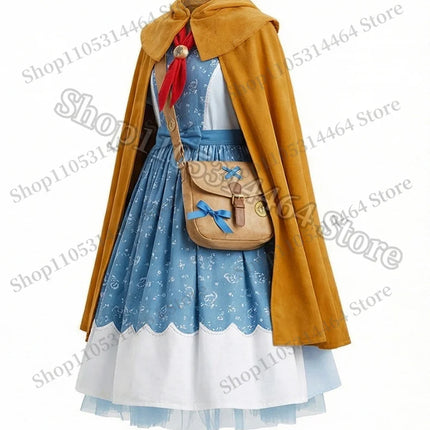 2026 Fantasia Holly Wheeler Cosplay Girls Blue Dress Brown Cloak Suits Monster Things Season 5 Roleplaying Carnival Outfits