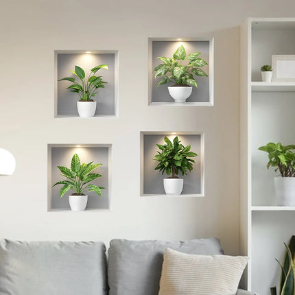 New Creative Green Plants Potted Plants Modern Style Stickers Room Living Room Bathroom Bedroom Wall Ceramic Tile Beautification
