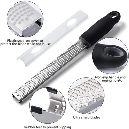 Stainless Steel Cheese Grater Citrus Lemon Zester Peeler Cheese Lemon Fruit Chocolate Grater With Non-Slip Handle Kitchen Gadget
