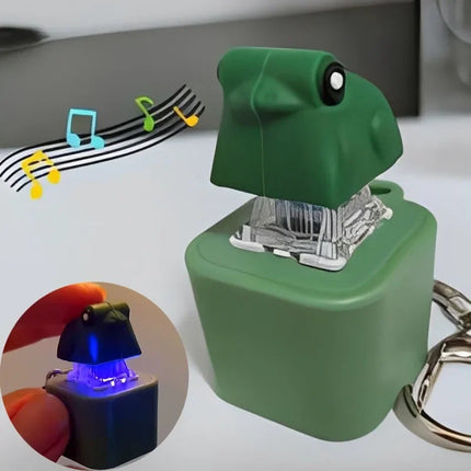 Funny Croaking Frog Duck Luminous Button Keychain Keyboard Fidget Clicker Sound Keyring for Stress Relief Finger Toy Gift Decor