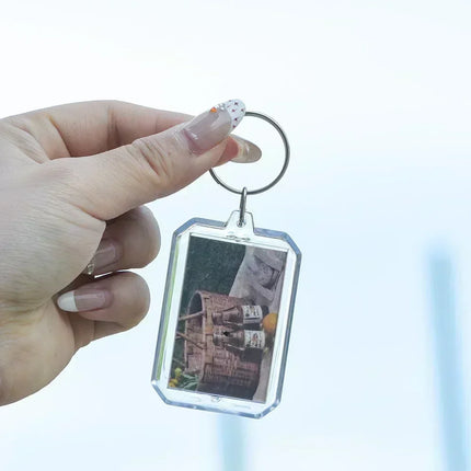 50/1pcs Transparent Rectangle Blank Acrylic Insert Keychain Photo Picture Frame Keyring Holder DIY Split Ring KeyChain Gifts