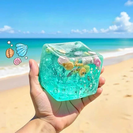 Squishy Ocean Shells Stress Balls Sensory Fidget Toys for Stress and Anxiety Relief Transparent Star Maltose Cubes Squeeze Toys