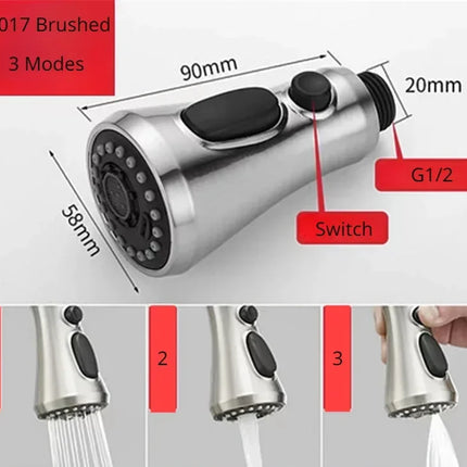 Kitchen Pull Out Faucet Sprayer Nozzle Sprayer ABS Durable Water Saving Shower Spray Head Bathroom Basin Sink Tap Replacement