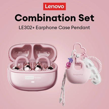 Choice Lenovo LE302 Ear Clip Earbuds with Accessories Wireless Bluetooth 6.0 Sports Music OWS Business Earphones for Girls Gifts