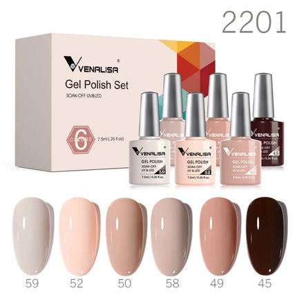 6pcs/kit VENALISA Valentine's Day Collection Lovely Pink Nails HEMA FREE TPO FREE Soak Off UV LED Semi Permanent Set Gel Varnish