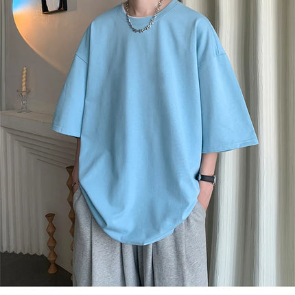 Men's Cotton T-shirts White Men's Oversized T-Shirt Solid Summer Casual Wear Tee Shirts Fashion for Men 5XL Male Clothes
