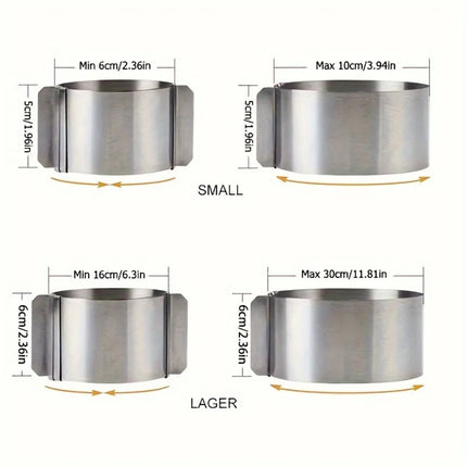1pc Adjustable Cake Ring Mold Stainless Steel Round Baking Ring Telescopic Mousse Cake Ring Pastry Cooking Supplies Cake Tool