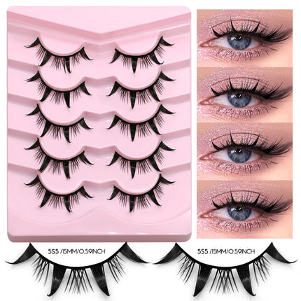 GROINNEYA Manga Lashes 3D Mink Lashes Natural Eyelashes Soft Cross Wispy False Eyelashes 3D Natural Lashes Eyelash Extension