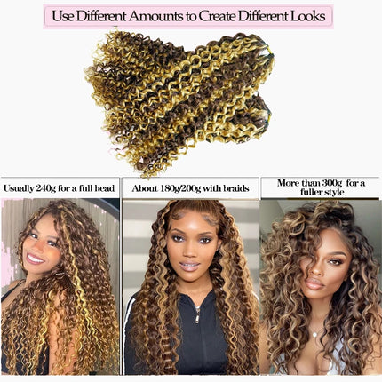 4/27 Highlight Feather Crochet Hair Dark Brown and Blonde Jerry Curly Hair Extensions  Human Hair Crochet Knotless For Braiding