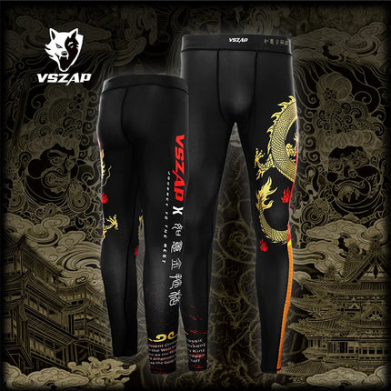 VSZAP Jiu-Jitsu Boxing Fighting Martial Arts Sports Skinny Trousers Men's Casual Dragon Pattern Quick-Drying Suit