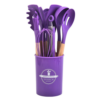12Pcs Silicone Cooking Utensils Set For Non-stick Cookware Black Kitchen Cuisine Outils Cookware Heat Resistant Accessoires