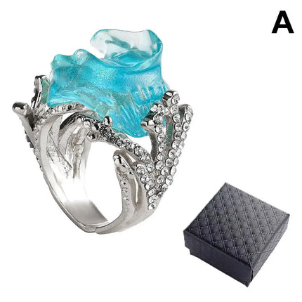 1/3PCS Ocean's Oath Wave Decorative Ring Necklace Earrings Jewelry Set For Women Gift Fashion Sky Blue Decoration Jewelry Gift