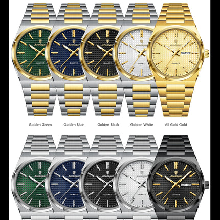 POEDAGAR Luxury Fashion Men's Wristwatch Waterproof Luminous Date Week Man Clock Stainless Steel Quartz Business Watches For Men