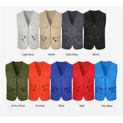 Men's Multi Pocket Tank Top Summer Men American Tactical Hiking Fishing Photography Director Mesh Sleeveless Outdoor Jacket Vest