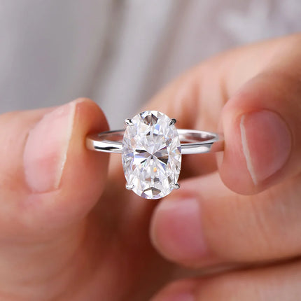 Certified 4.5CT Oval All Moissanite Engagement Rings for Women 925 Sterling Silver Sparkling Lab Diamond Wedding Ring Jewelry