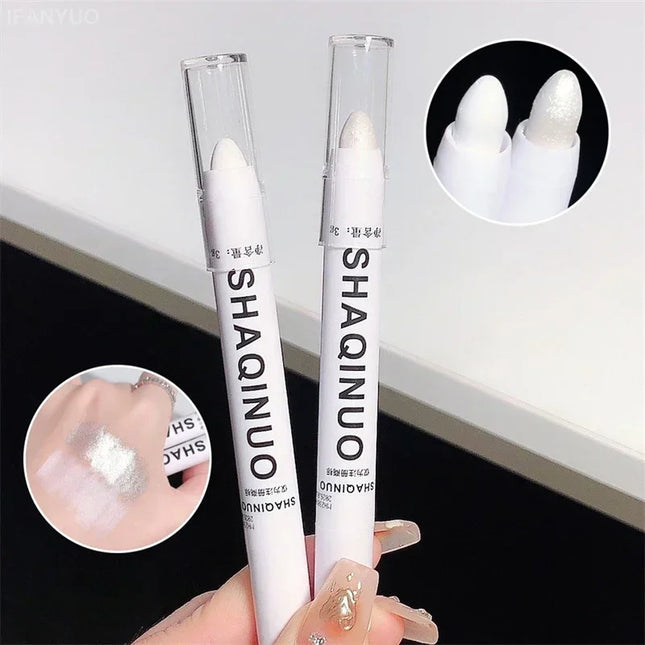 Pearlescent Matte White Eyeshadow Eyeliner Pencil Waterproof Glitter Eyes Shadow Makeup Pigment Silkworm Beauty Eyeshadow Pen