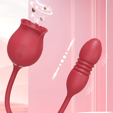 Rose Sucking Sex Toys Dildo Vibrator for Women 3-in-1 Thrusting G-Spot Anal Vibrators Stimulator Female Vibrating Egg Adult Toys
