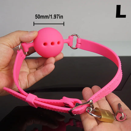 Breathable Ball Gag Locking,BDSM Silicone Mouth Gags,Sex Toys for Couples,Bondage Restraints,Role Play,Adult Games