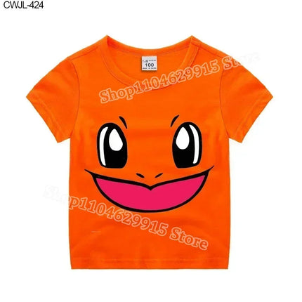 Pokemon Child T-shirt Fashion Clothes Pikachu Print T-Shirts Boutique Kids Clothing Boys Charmander Summer Tops Birthday Gift