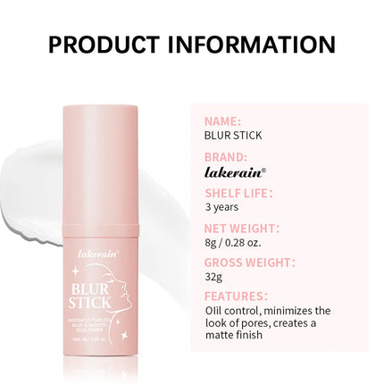 Blur Stick Like Baby Skin Instant Pore Eraser Primer Makeup Long-Lasting Oil Control Moisturizing Matte Finish Blur Pores Makeup