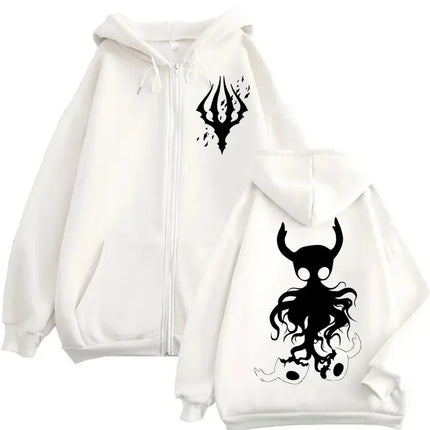 Limited Hollow Knight Game Graphic Zipper Hoodies Gothic Vintage Zip Up Hooded Sweatshirts Men Women Fashion Casual Pullovers