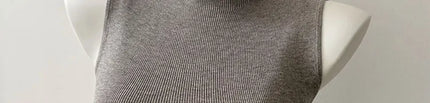 Korean Sle Knitted Vest Women's Base Layer Tank Top Svel f High Collar Spring Autumn Winter Inner And Outer Wear