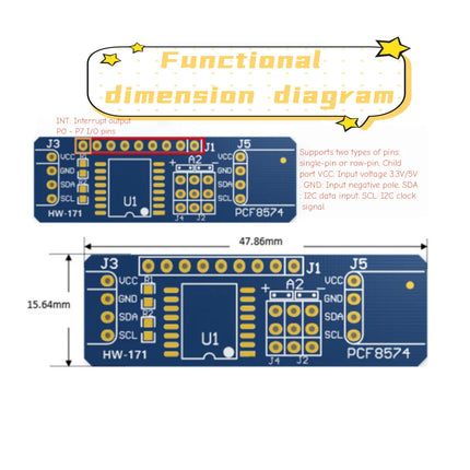 PCF8574 Blue Board PCF8574T PCF8574 Module I/O Expansion Module I2C