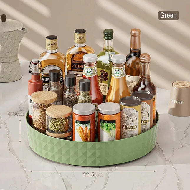360 Rotating Seasoning Storage Rack Kitchen Storage Spice Rack Non-Slip Cabinet Organizer Tray Plate Cosmetic Organizer Bin