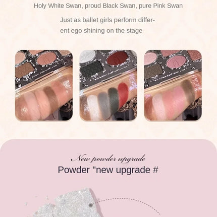 Flower Knows black Swan Ballet Eyeshadow Palette Matte Fine Shimmer Pearl Face Palette 6 Colour Glitter Eye Shadow