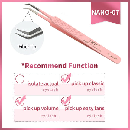 LAGEE Fiber Tip Eyelash Extension Tweezer Volume Isolation Precise Lash Tweezers Nano Technology Eyebrow from Nagaraku Makeup