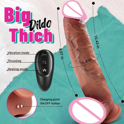 Realistic Dildo Telescopic Vibrator Female Stimulator Big Penis Anal Plug with Heating Thrusting Sex Toys for Women