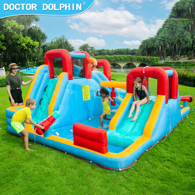 Doctor Dolphin outdoor commercial kids toys water slide bouncing castles inflatable bounce house jumping castle