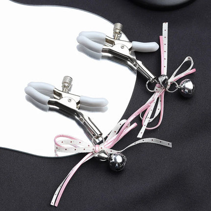 1Pair Sexy Bowknot Adjustable Nipple Clamp Breast With Pearl Bdsm Small Bell Adult Fetish Flirting Teasing Sex Toys For Couples