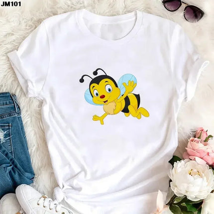 Summer Kawaii Funny Little Bee Print Kids T-shirt Harajuku Children Clothing Tees Cotton Fashion Girls Boys Short Sleeve T-shirt