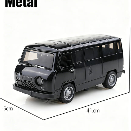 (Bagged) 1/36 Scale Replica UAZ-452 Three-Door Vintage Pullback Van, Die-Cast Metal, Boy's Toy, Self-Developed Simulation.