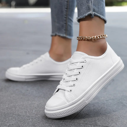 Low-Top Canvas Shoes for Women Spring 2025 Trendy Versatile Student Couple Cloth Shoes White Sneakers Plastic Sole Adult Footwear