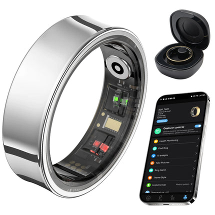 Amovan Smart Ring Premium Temperature Remote Control Sports Sleep Health Fitness Fasion Ring for Samsung iOS Phone for Woman Man